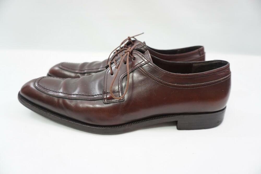 SALVATORE FERRAGAMO LAVORAZIONE 9.5 D SPAZZOLATO LEATHER SPLIT TOE OXFORD SHOES